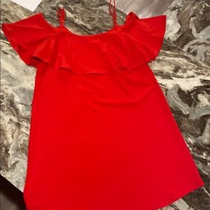 Off Shoulder Red knee length dress